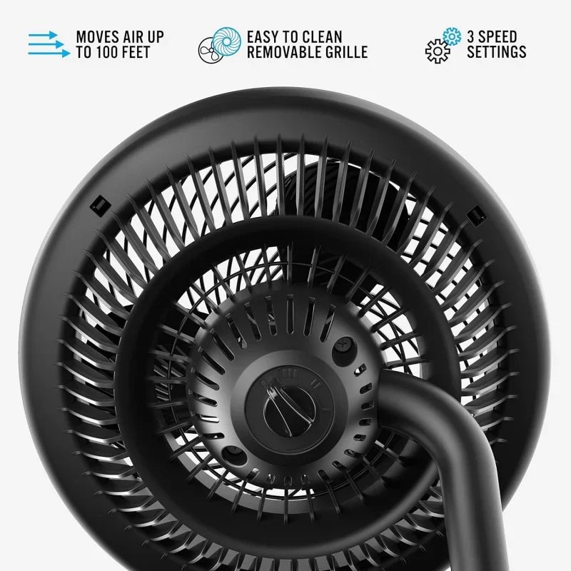 QW783 Full-Size Whole Room Circulator Fan,Adjustable Height,3 Speeds,Tilt Head,Removable Grill,Moves Air 100 Feet