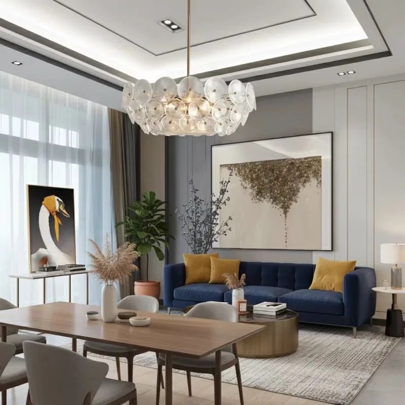 Luxury Gold Crystal Round Glass LED Chandelier Living Room Dining Room Bedroom Kitchen Island Hotel Cafe Bar Home Decor 2026