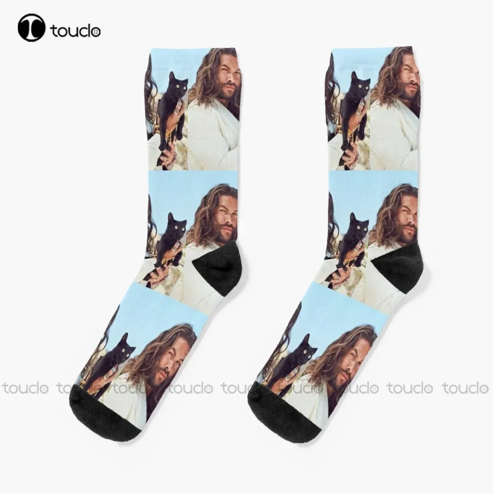 Jason Momoa Socks Men Athletic Socks Cartoon Comfortable Best Girls Sports Street Skateboard Socks 360° Digital Print Streetwear