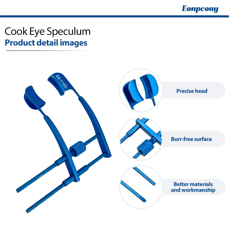 Cook Eye Speculum Solid Blades Locking Screw Ophthalmic Eyelid Retractor for Cataract Phaco LASIK Surgery