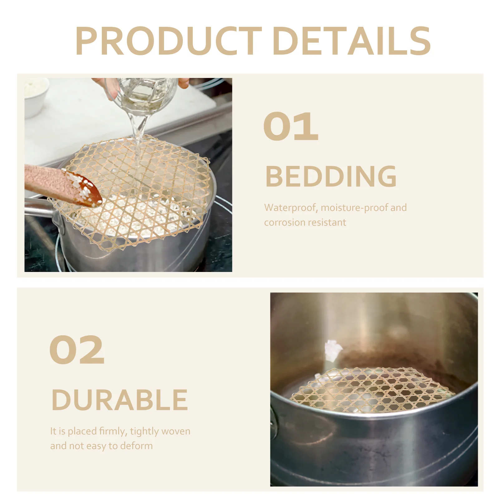 

5Pcs Bamboo Steaming Mats High Heat Bamboo Liner Mesh Mat Non-Stick for Steamed Buns Dumplings Dim Sum Cooking