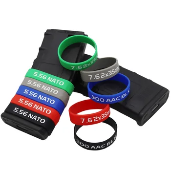 4 ชิ้น/ล็อตยุทธวิธีนิตยสารเครื่องหมายสําหรับ 5.56 Nato 7.62 300 BLK นิตยสารเครื่องหมายยาง Band อุปกรณ์ล่าสัตว์