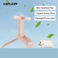 Mini Portable Fan Folding Handheld Fan USB Rechargeable Personal Outdoor Portable Small Pocket Fans with Flashlight Phone Stand