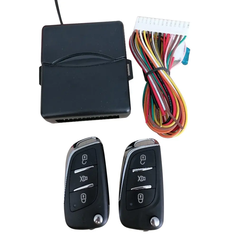 

12V Universal Auto Remote Central Kit Door Lock Locking Vehicle Keyless Entry System Button Start Stop 2 Pcs Remote Controllers