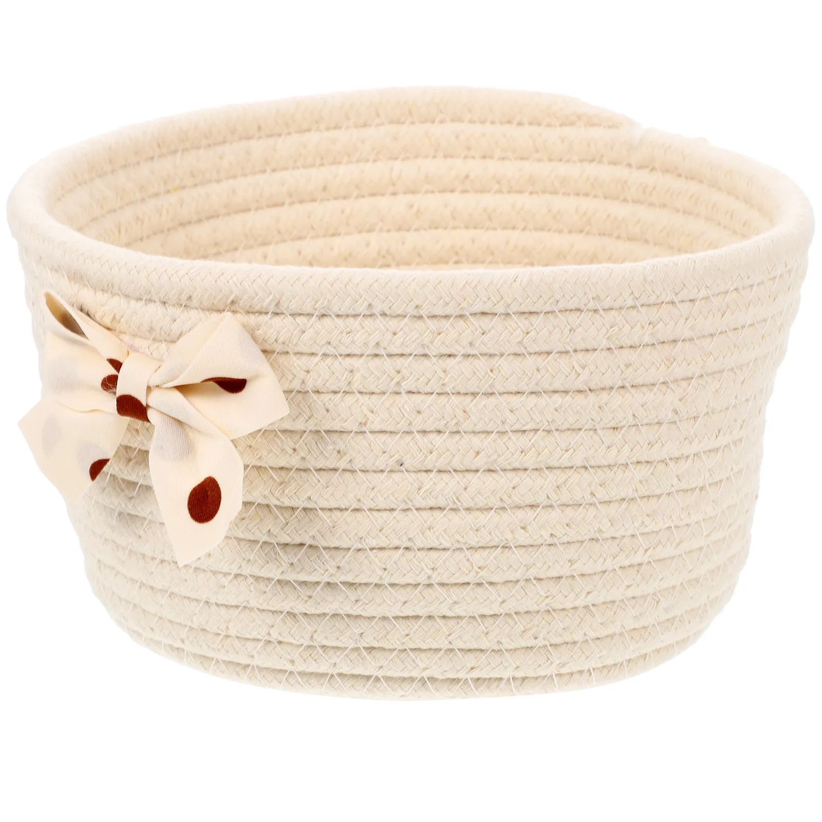 

Cotton Rope Baskets Woven Storage Small Bow Decoration Nordic Style Home Organization Toy Storage Round Containers