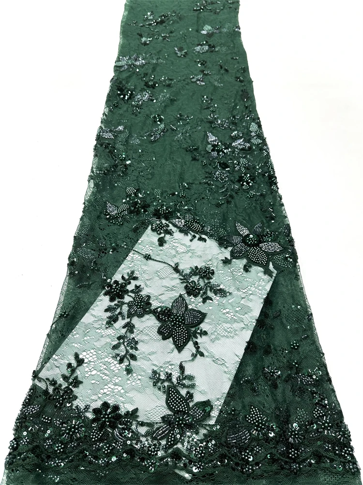 

Роскошная французская кружевная ткань с тяжелыми бисером, 2026, высококачественная африканская нигерийская кружевная ткань с блестками, свадебные платья и праздничное платье