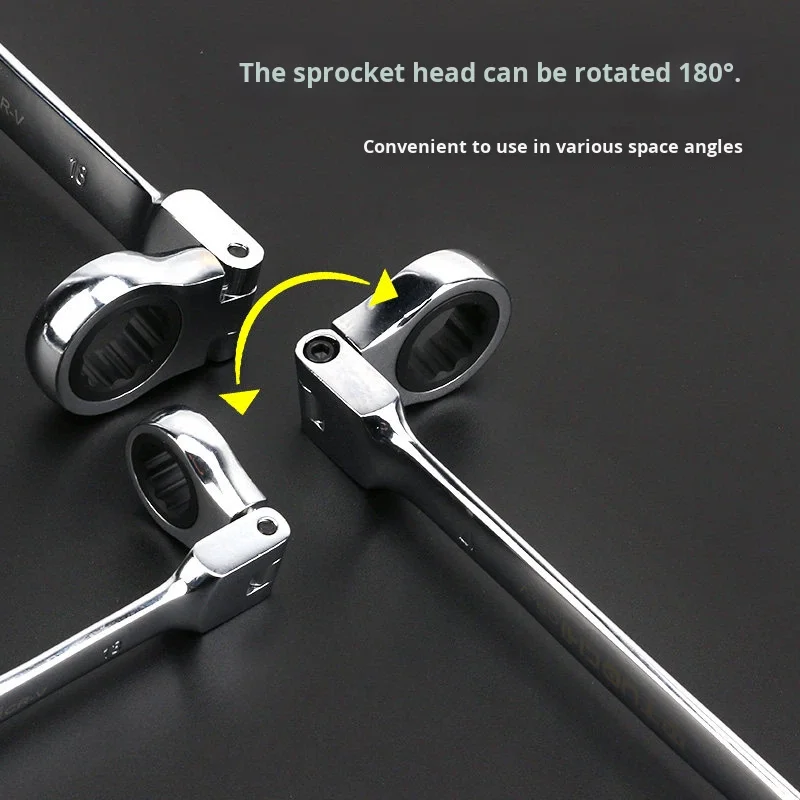 Adjustable Ratchet Wrench — Double-Headed Bidirectional Torx Open End, Cr-V Alloy Steel for Auto Repair