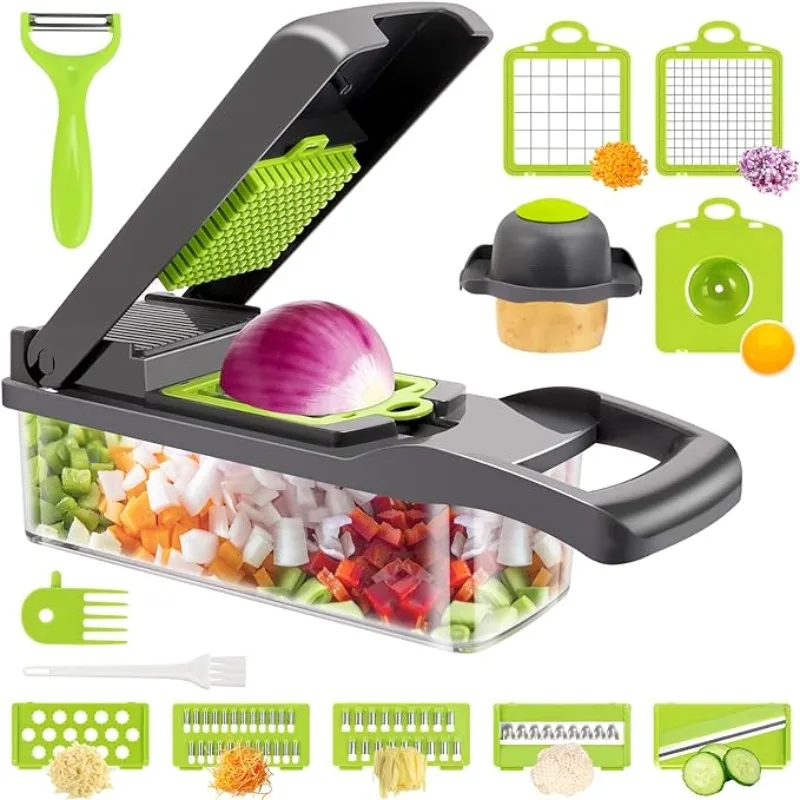 

Vegetable Chopper Slicer Dicer Onion Chopper Food Chopper Cutter Veggie Eggs Storage Container for Tomato Potato Carrot Salad