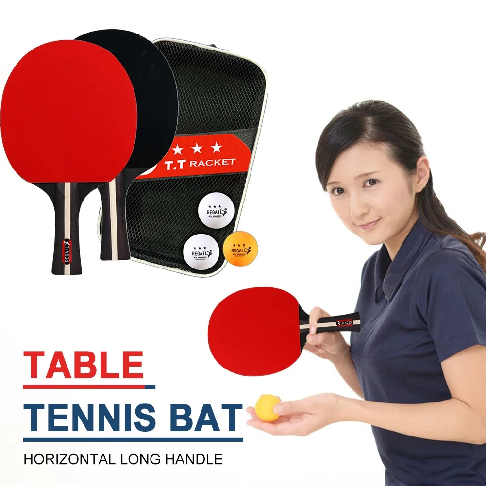 Table tennis paddle professional training 2 bat 3 ball table tennis racket set package 2 players for beginners training competit