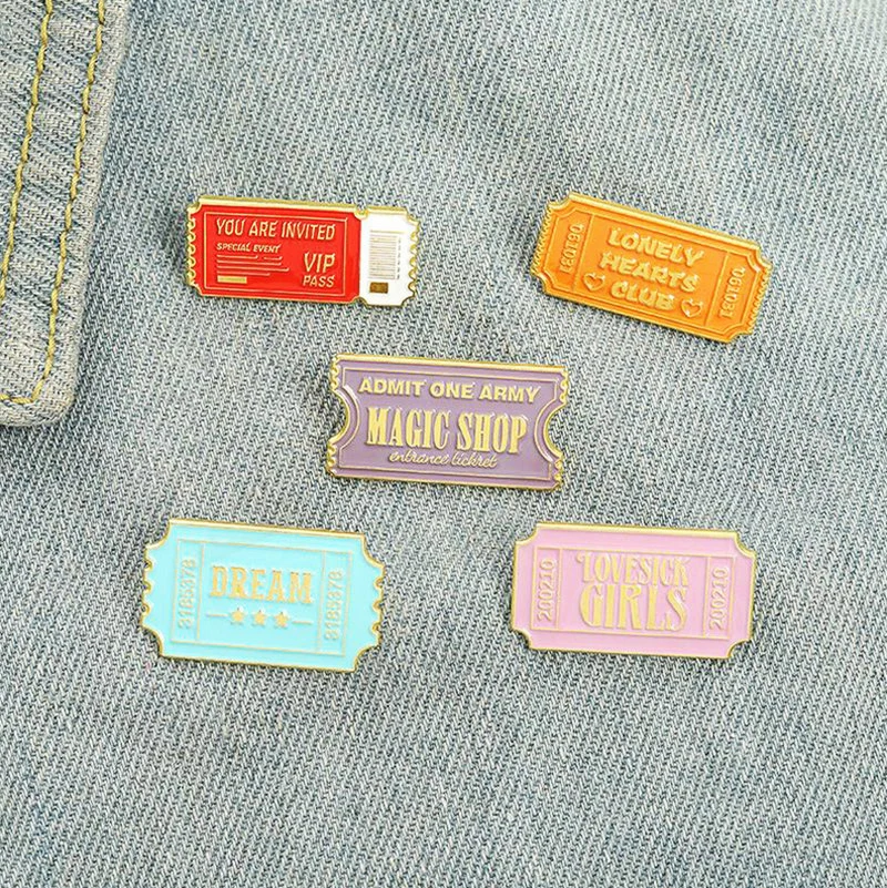 Lapel Badge Bag Cartoon Jewelry Gift for Kids Friends Tickets Enamel Brooch Custom Dream Admit One Pass Pin