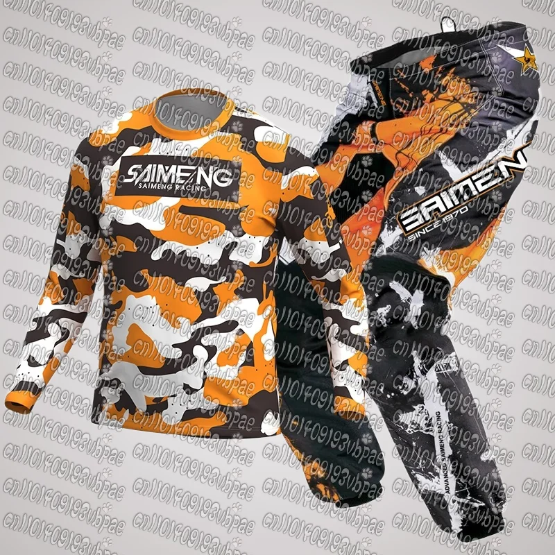 

Весенне-осенний популярный мотоциклетный внедорожный гоночный дышащий костюм, футболка с длинными рукавами и брюки для взрослых и детей