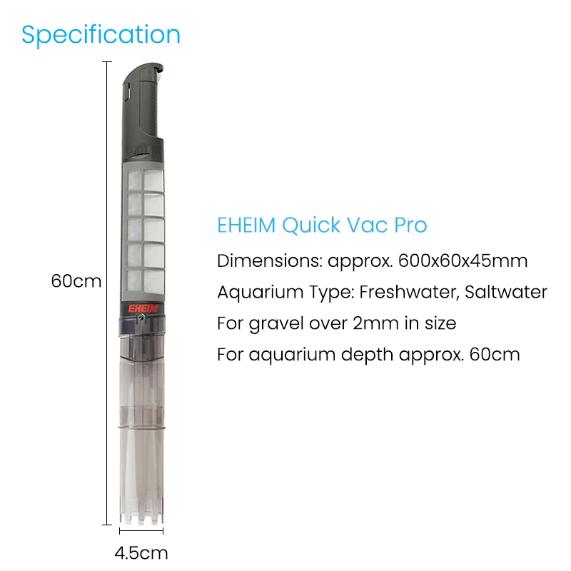 EHEIM Quick Vac Pro Adjustable Flow Freshwater Saltwater Aquarium Filter Micro Surface Skimmer with Pump