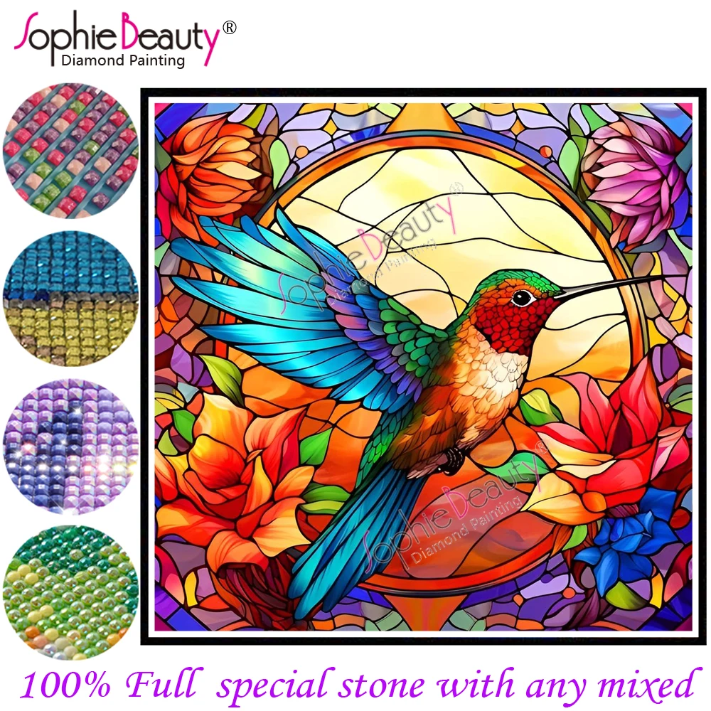 

Софи Красота Новая Фея Пыль Алмазная Картина Смола Квадратные Хрустальные Камни Колибри 5D Алмазная Вышивка AB Камень Мозаика Искусство