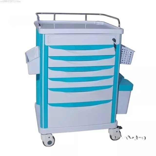

Medical Moving Cart - Hospital Trolley with ABS Blue Body, Durable Medical Equipment Cart