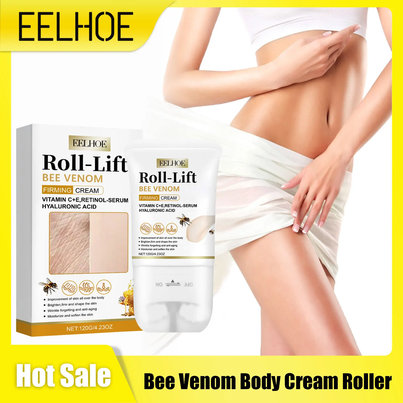 

Bee Venom Body Cream Roll Lift Firming Skin Elasticity Anti Wrinkles Dryness Lighten Melanin Hyaluronic Acid Retinol Body Lotion