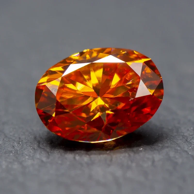 Moissanite Stone Oval Cut Orange Color Gemstone Lab Created Heat Diamond DIY Jewelry Rings Earrings Making With GRA Certificate