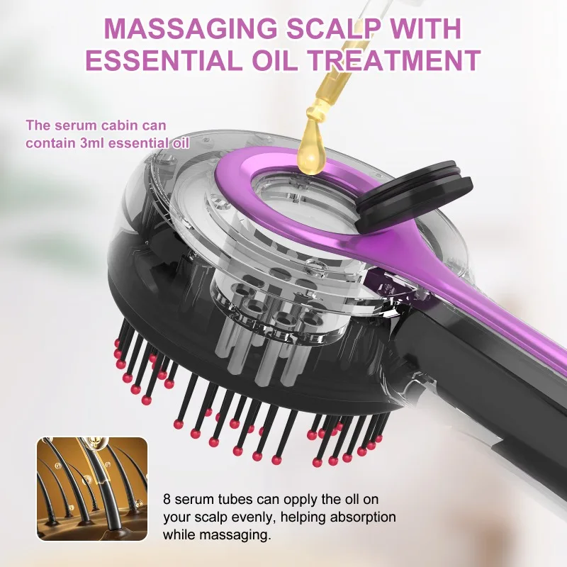 Electric Massage Comb Red Light Hair Scalp Massager Serum Liquid Applicator Hair Nourishing Import Massage Brush for Hair Care