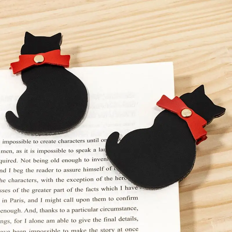 Segnalibro in pelle segnalibro creativo a forma di gatto accessorio per la lettura pennarello per pagine di libri divertenti supporto flessibile per pagine di libri con forte