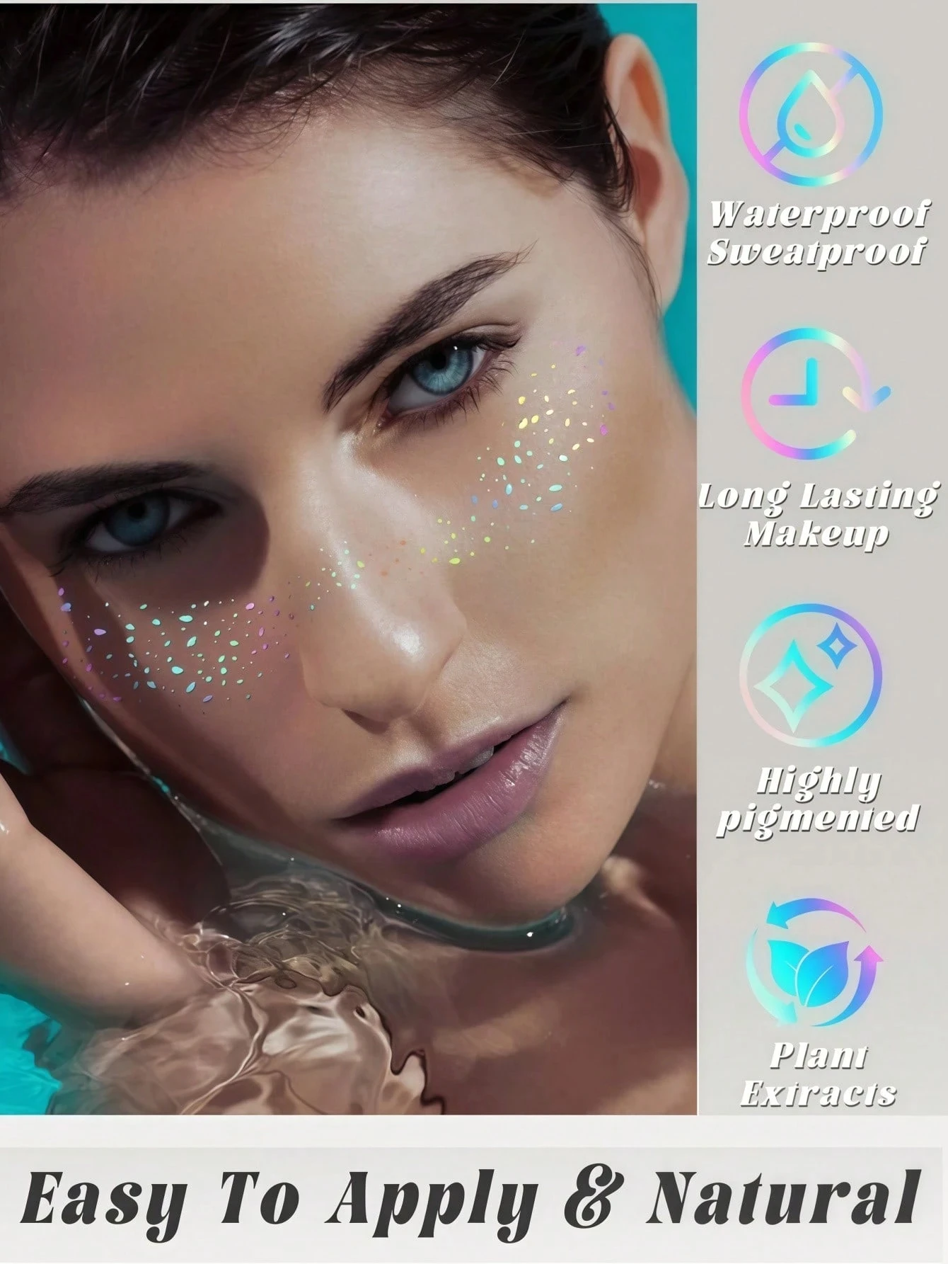 Six Holographic Freckle Stickers, Waterproof Temporary Tattoo Stickers With Glittery Star And Heart Dot Patterns, Perfect For Pa image 6