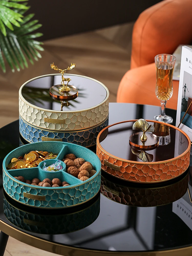 

Dried Fruit Plate Nut Snack Living Room Coffee Table Compartment Light Luxury High-End Storage Wedding Home Modern Candy Box