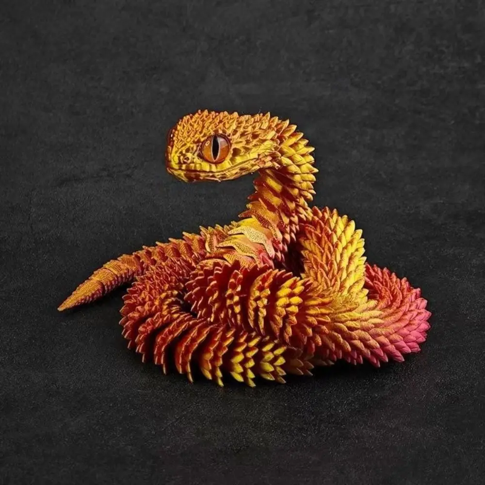 Kids Gift Realistic 3D Printed Snake 30/45cm Rotatable Snake Ornament Multicolor PLA 3D Printing Model Halloween