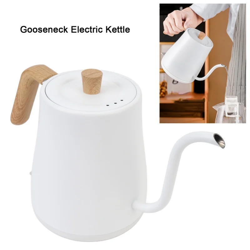 Gooseneck Electric Kettle Stainless Steel Automatic Shutoff Ergonomic Handle Avoid Scalding Pour Over Kettle Coffee Pot