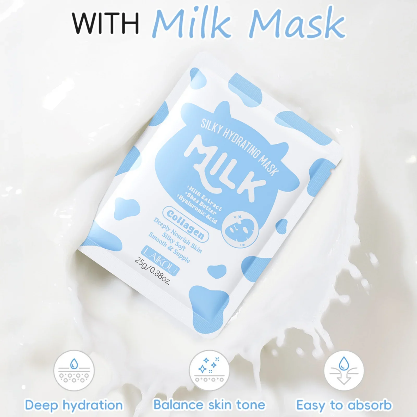 Milk Collagen Face Mask 25g Deep Moisturizing Brightens Complexion Minimizes Pores Hydration Treatment For Smooth Skin