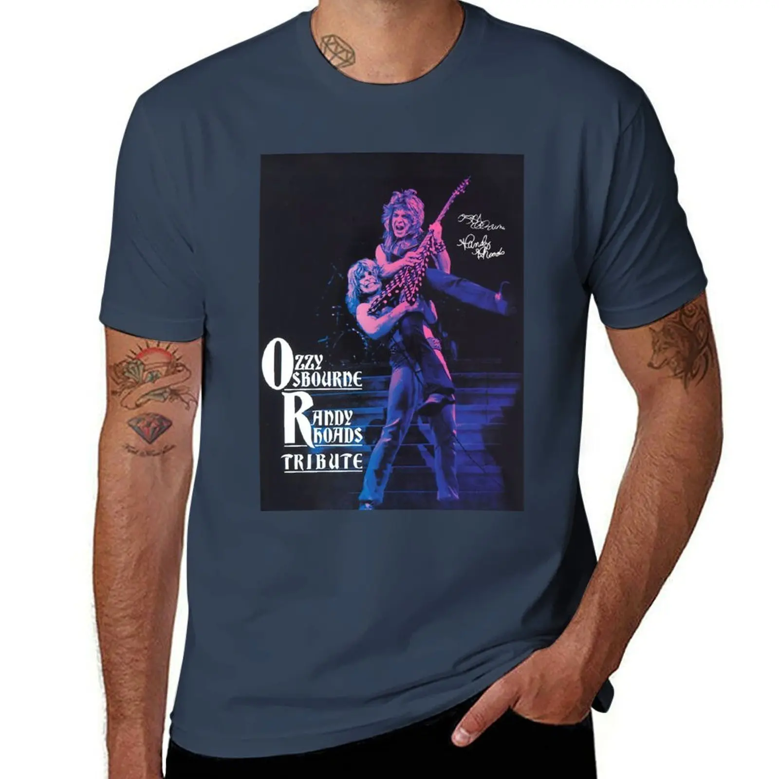 

American Guitarist Randy Rhodes Tribute signature Rhoads Jackson T-Shirt man t shirt summer t shirts cotton 100% T-Shirt