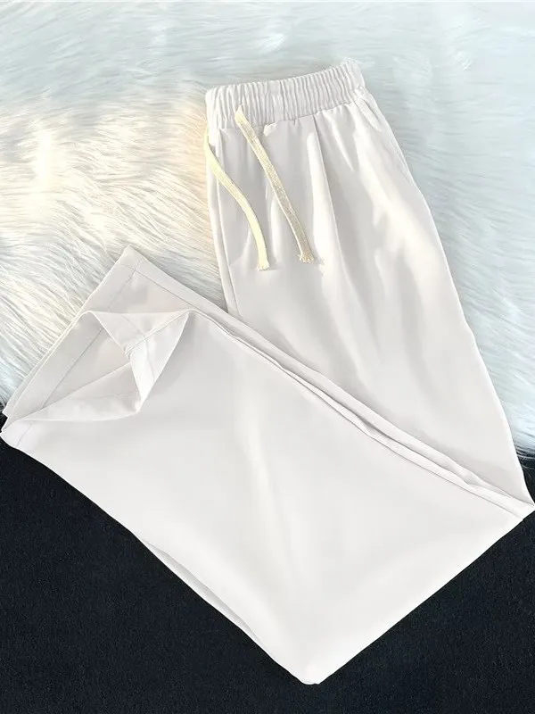 

Легкие летние брюки-чинос из ледяного шелка для мужчин, свободные, драпирующиеся, универсальные, модные, с эластичным поясом