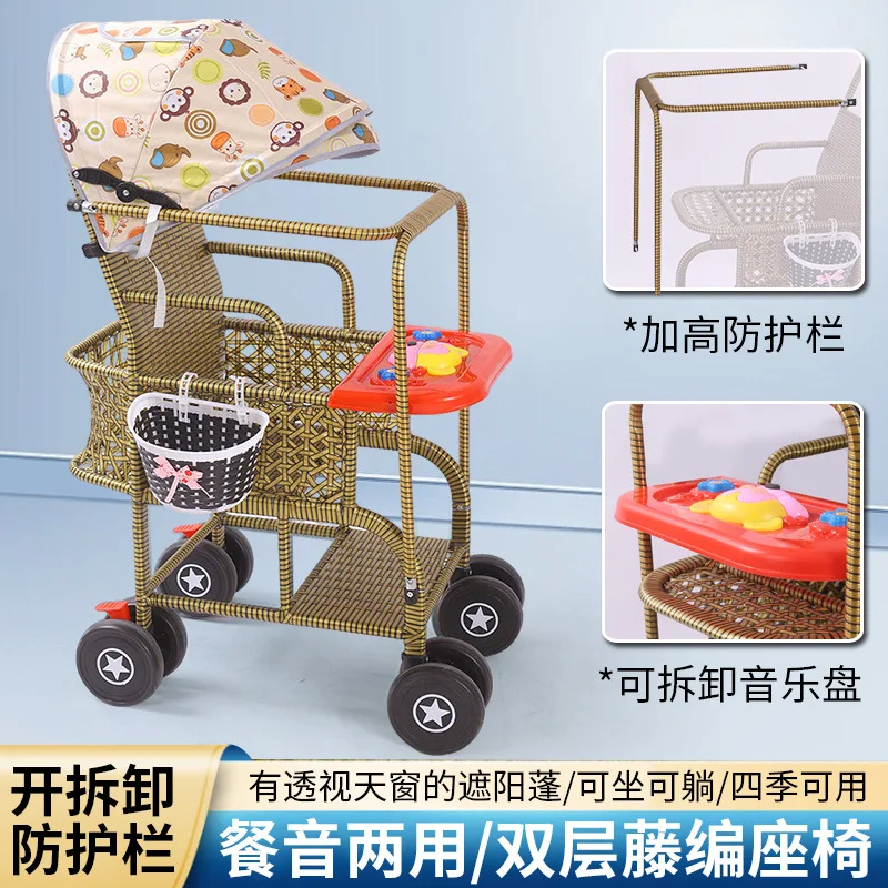 

Lying Baby Stroller Traveling Bamboo Baby Rattan Chairs Strollers Sitting on Bamboo Woven Baby Strollers Safe