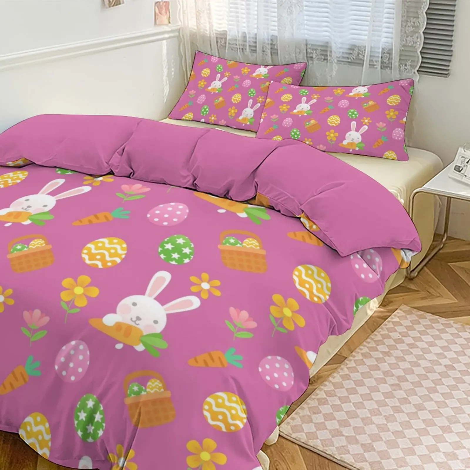 

Cute Rabbit Print 3 - Piece Bedding Set, Thickened Skin - friendly Fabric