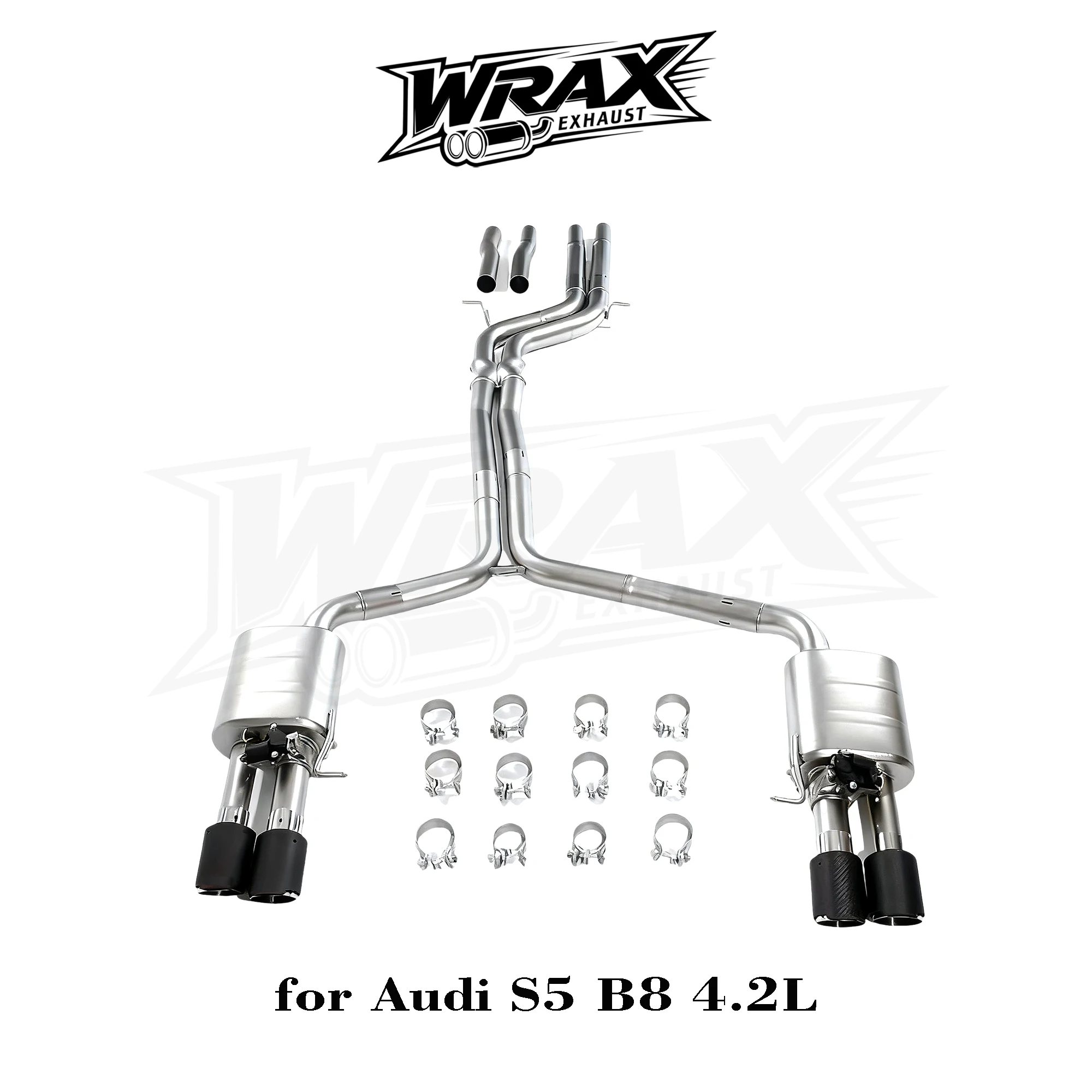 

for Audi S5 B8 4.2L Catback Exhaust Valve Control X-Tube Performance Boost Bolt-On No Drilling Direct Fit
