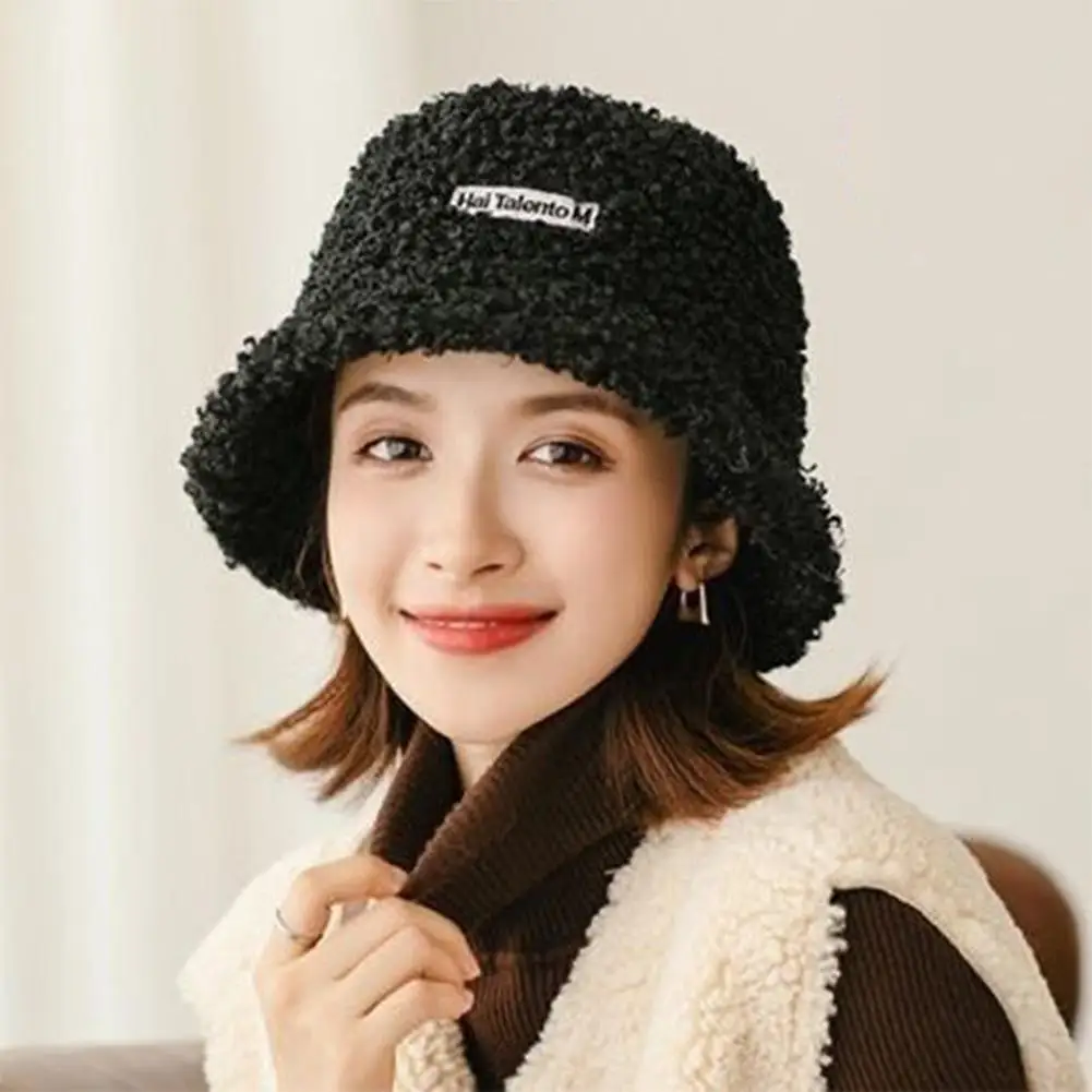 Winter Warme Fleece Eimer Hut für Männer Frauen Kälte Beständig Mode Fischer Kappe Winter Warme Gestickte Brief Beanie