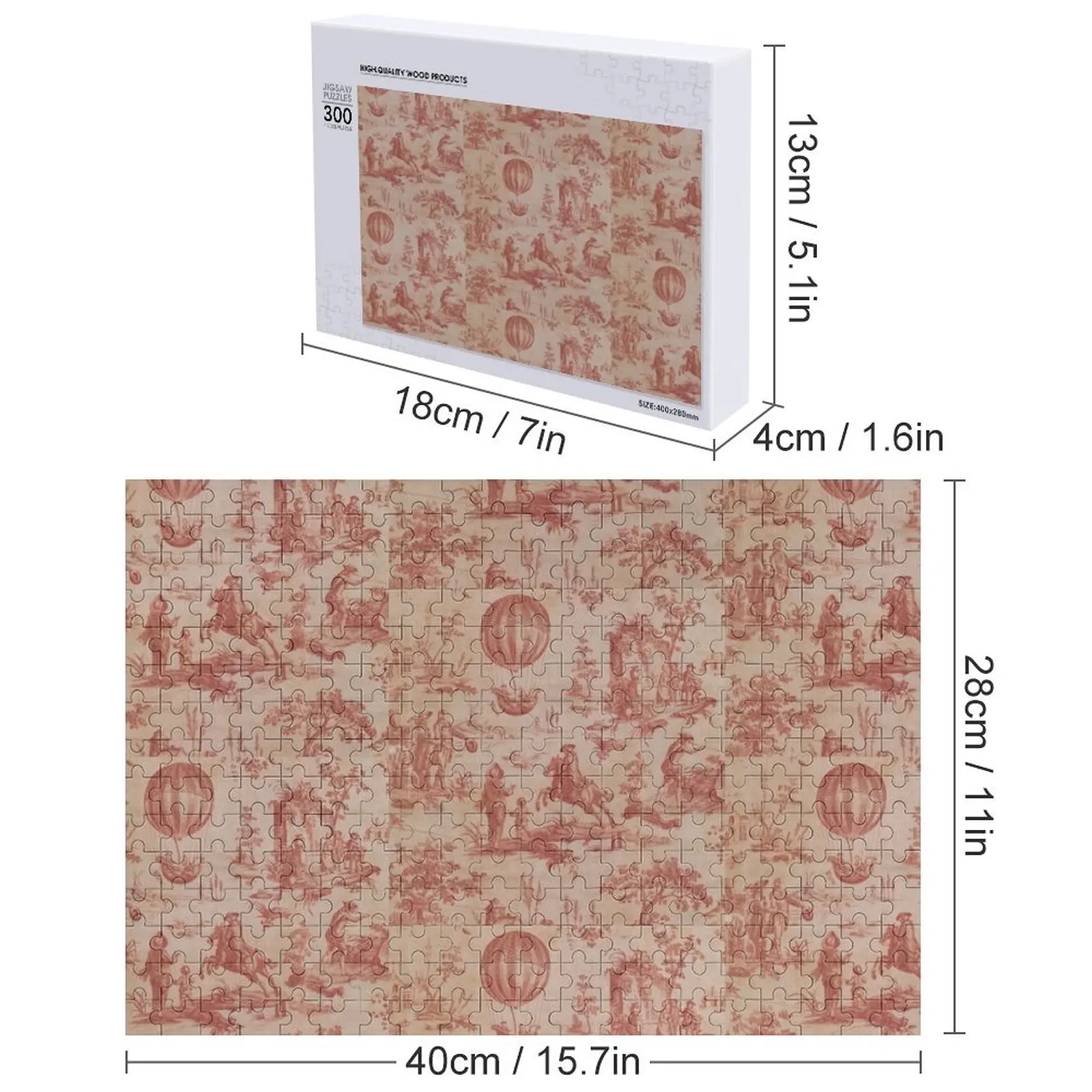 طباعة Toile de Jouy الفرنسية للقرن الثامن عشر: يظهر بالونة Gonesse مشهد رعوي في حديقة في باريس فرنسا أحجية الصور المقطوعة