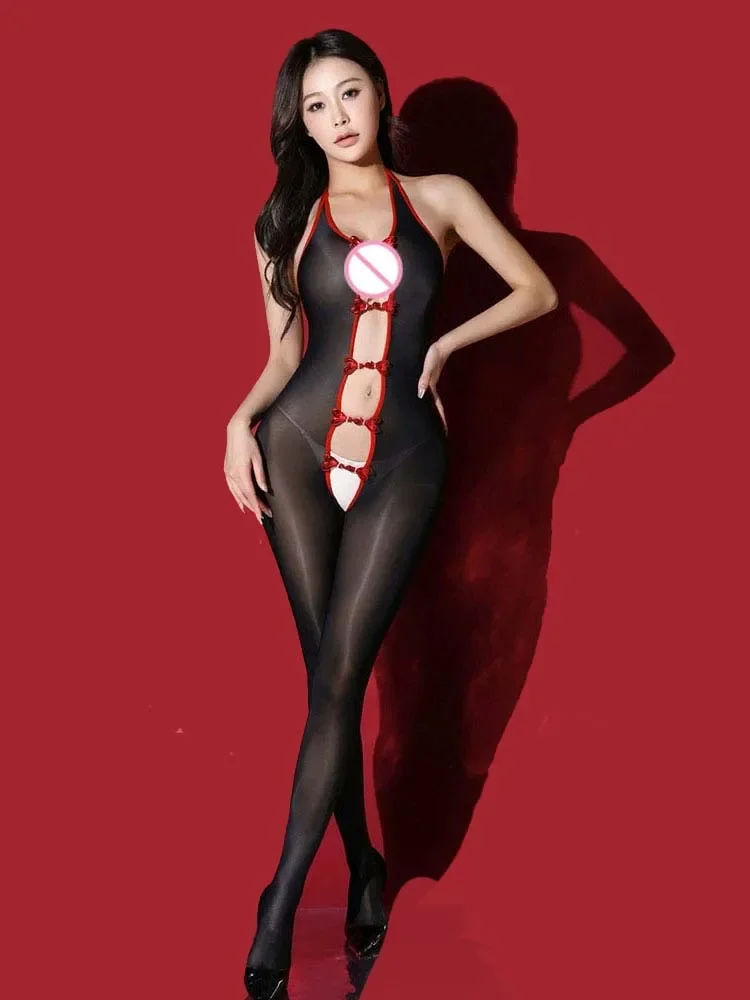 

Сексуальный женский комбинезон с открытой спиной и разрезом на промежуточной части, с вырезами на груди, эластичный, 6D 912 PIN, бандажный, в стиле горничной, леотард