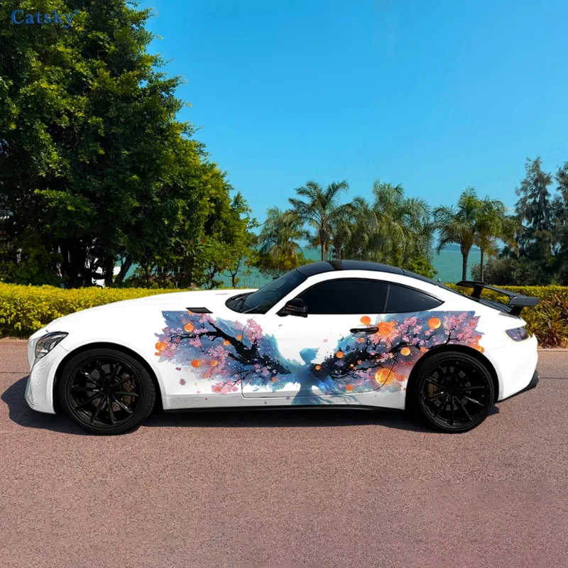 Elf Branch Wings Moon Car Vinyl Wraps Decal Self-adhesive PVC Sticker Suitable for Trucks SUV Decoration Auto Accessories Gift