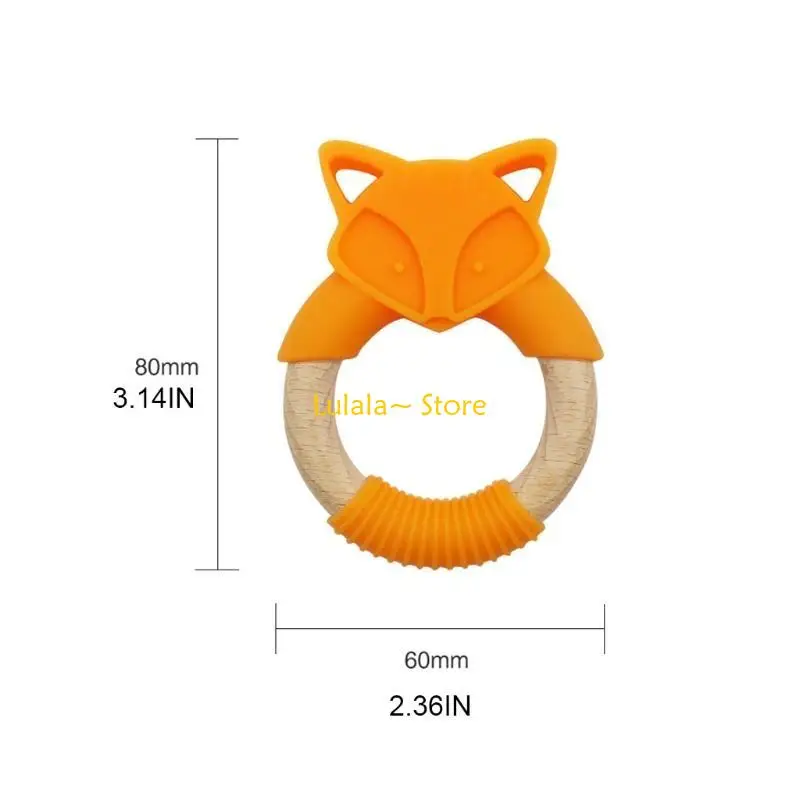 Y4QA การ์ตูน Animal Baby Teether Silicone Beads Rattle Molar Soother Shoother Nursing Othething Chewing Toy Shower