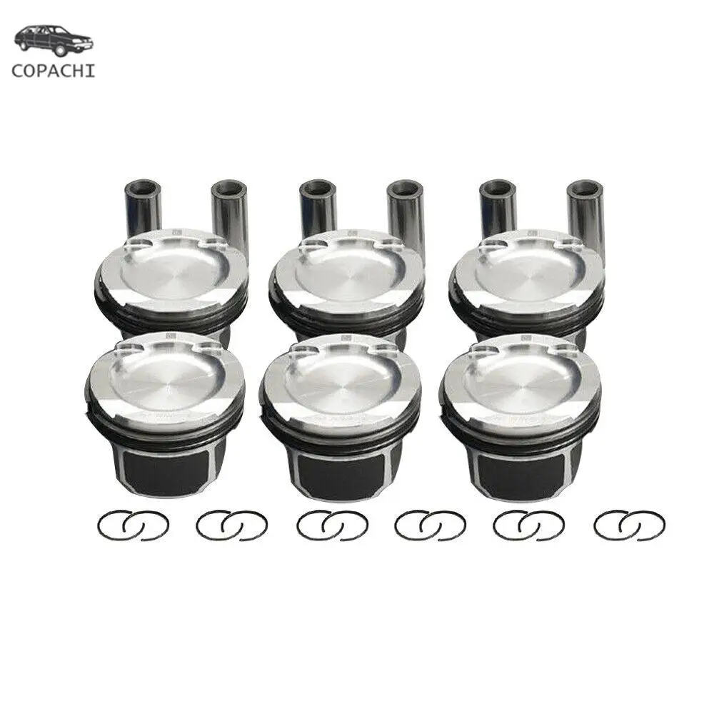 6pcs Pistons&Rings Set Φ84mm 11257610295 11257577586 for BMW E60 E61 E71 E82 E90 E91 E92 E93 135i 335i 535i 740i X6 3.0 N54B30