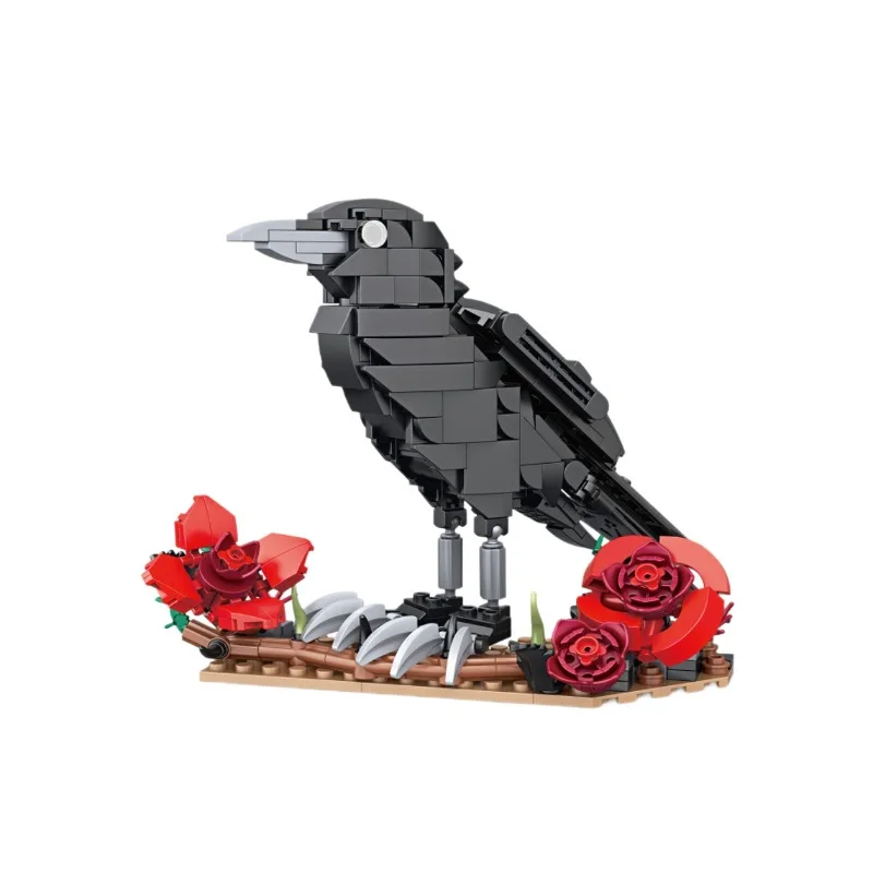 New Building Blocks Crow Flower Purple Rose Bundle Halloween Gift Assembly Creative Ornament - view 4
