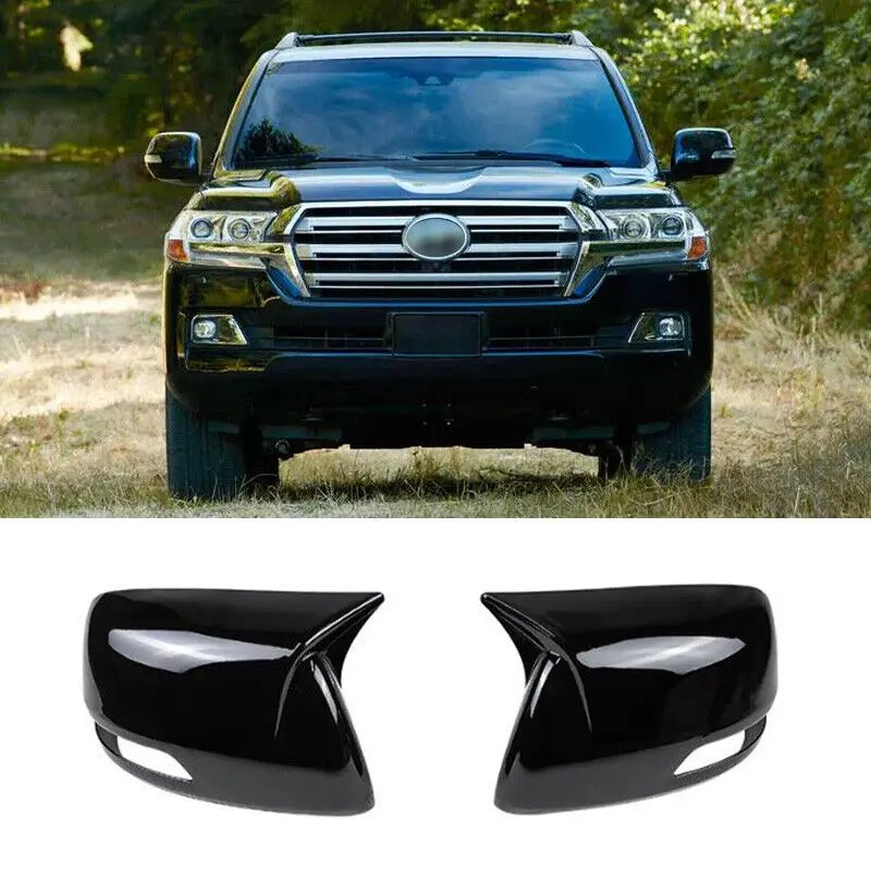 

warga dla Toyota Land Cruiser 2008 - 2021 Bright Black Horn Mirror Cover 2x-