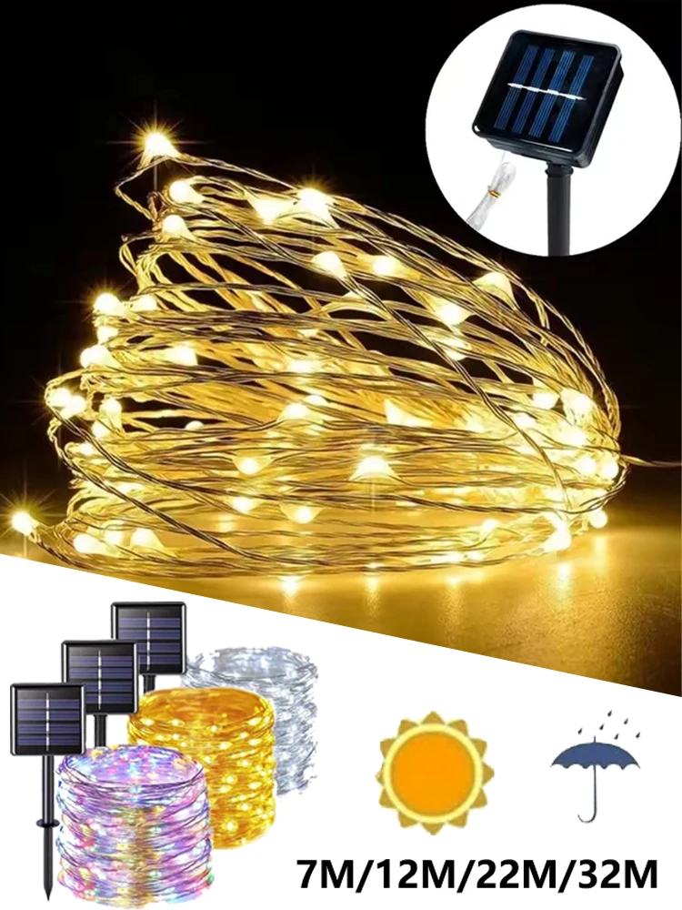 Solar-Lichterkette für Außenbereich, Wasserdicht, 8 Modi, Funkelnde Seil-Lichterkette, Girlande für Terrasse, Garten, Rasen, Baum, Hof, Zaun