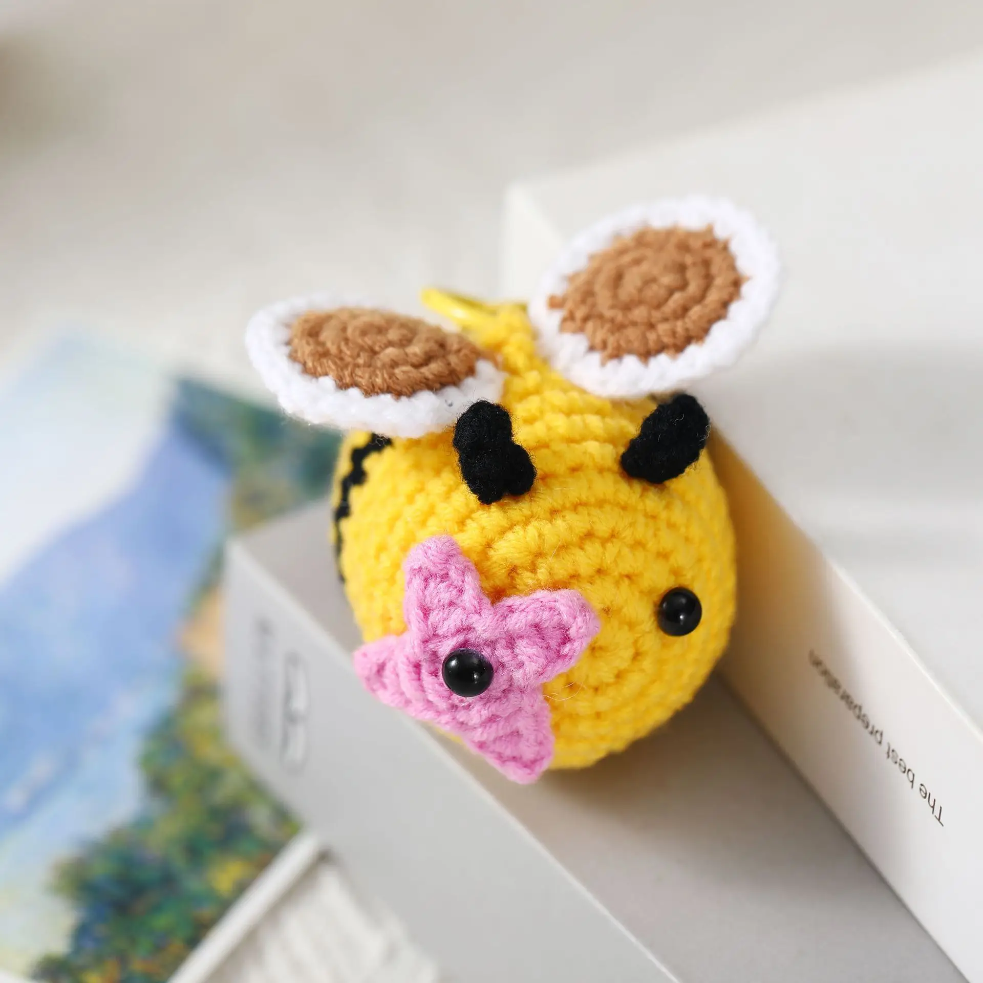 Handmade Exquisite Keychain by Little Bees, Creative Yarn Crochet Small Pendant, Cute Insect Pendant, Finished Product