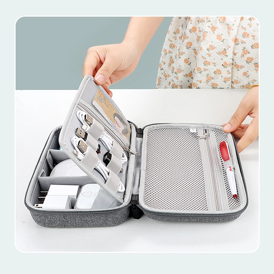 Large Capacity Travel Electronics Accessories Organizer Tablet Hard Disk Cable Portable Storage Bag EVA Duricrust Airbag