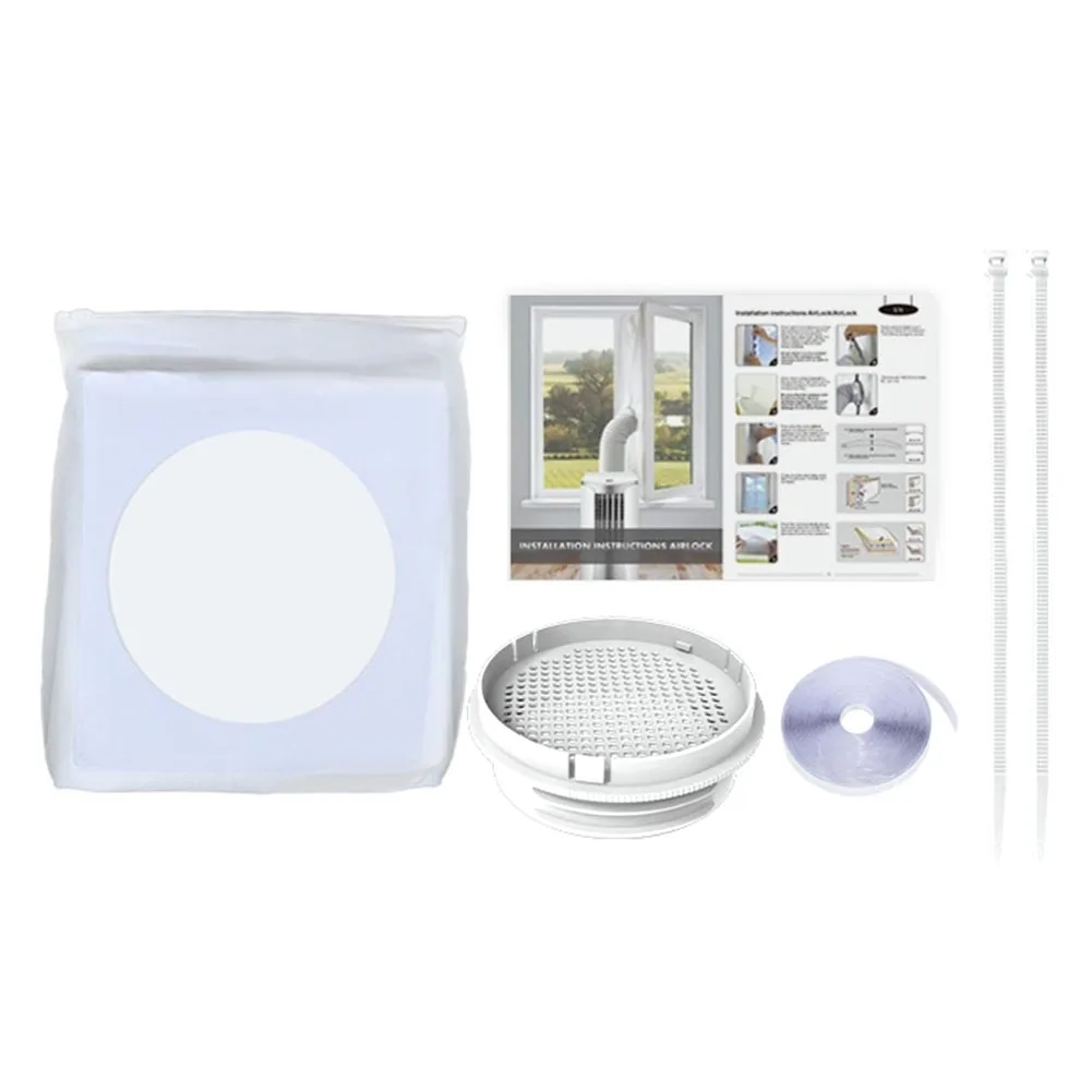 

Портативный комплект водонепроницаемых уплотнений для окна кондиционера с муфтой 5,1/5,9 дюйма, уплотнительная ветрозащитная ткань для оконного выхлопного шланга