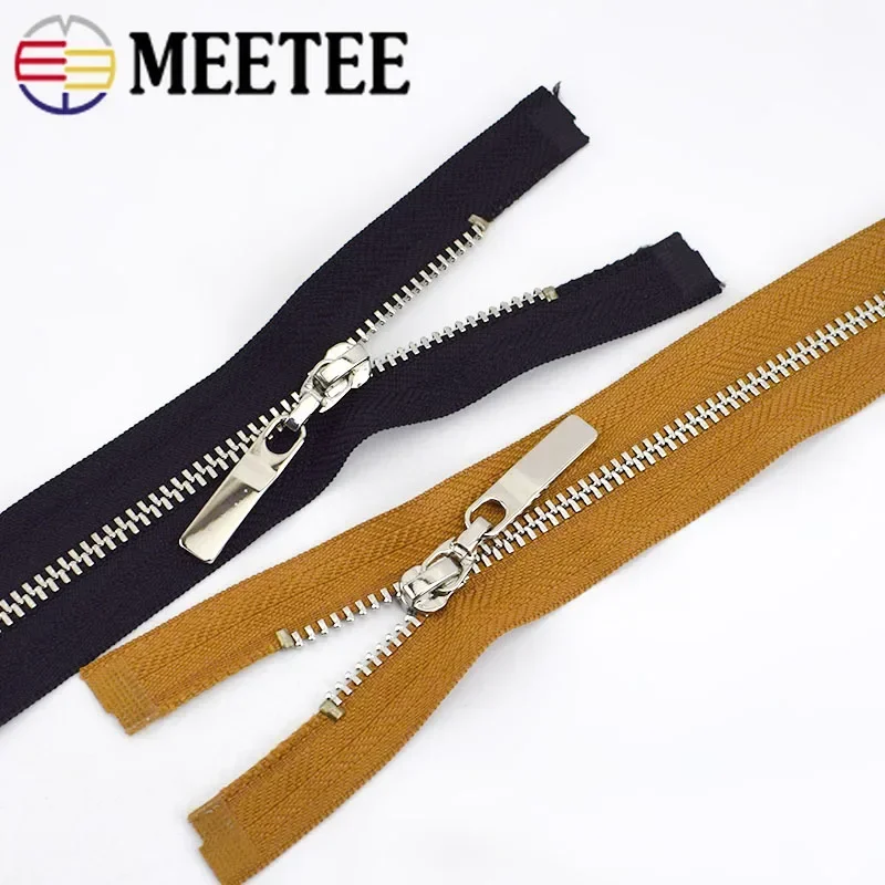 2/5/10pcs Meetee 3# Metal Zipper 40/50/60/70cm Open-end Auto Lock Zip for Sewing Luggage Backpack Jacket Garment Accessories