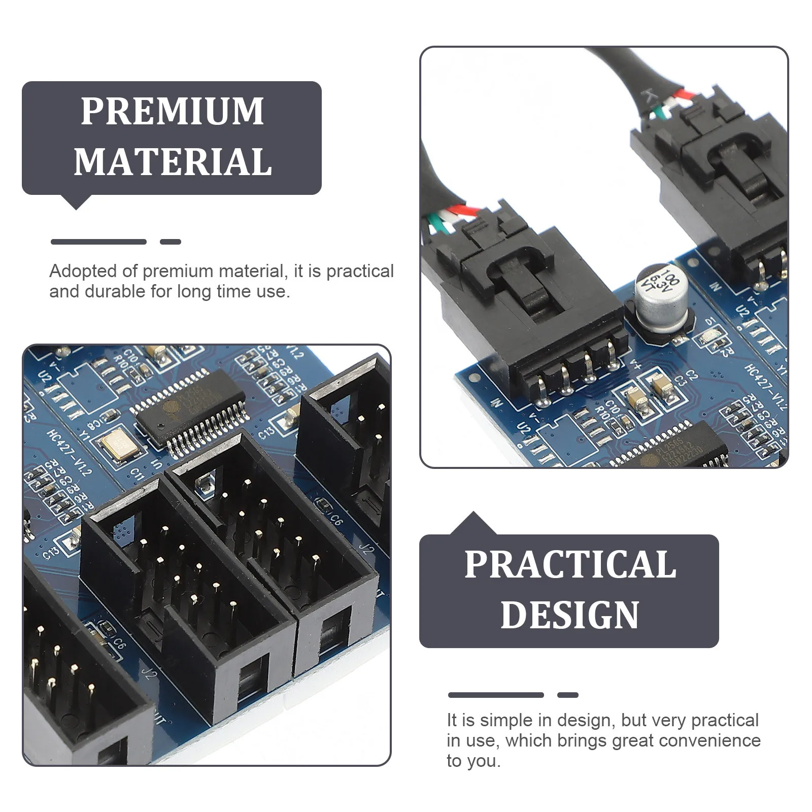 

Usb2.0 9pin Header Extension Splitter Adapter 1 to 4 Connector Durable Stable Data Transmission Shielded Cable Easy Install