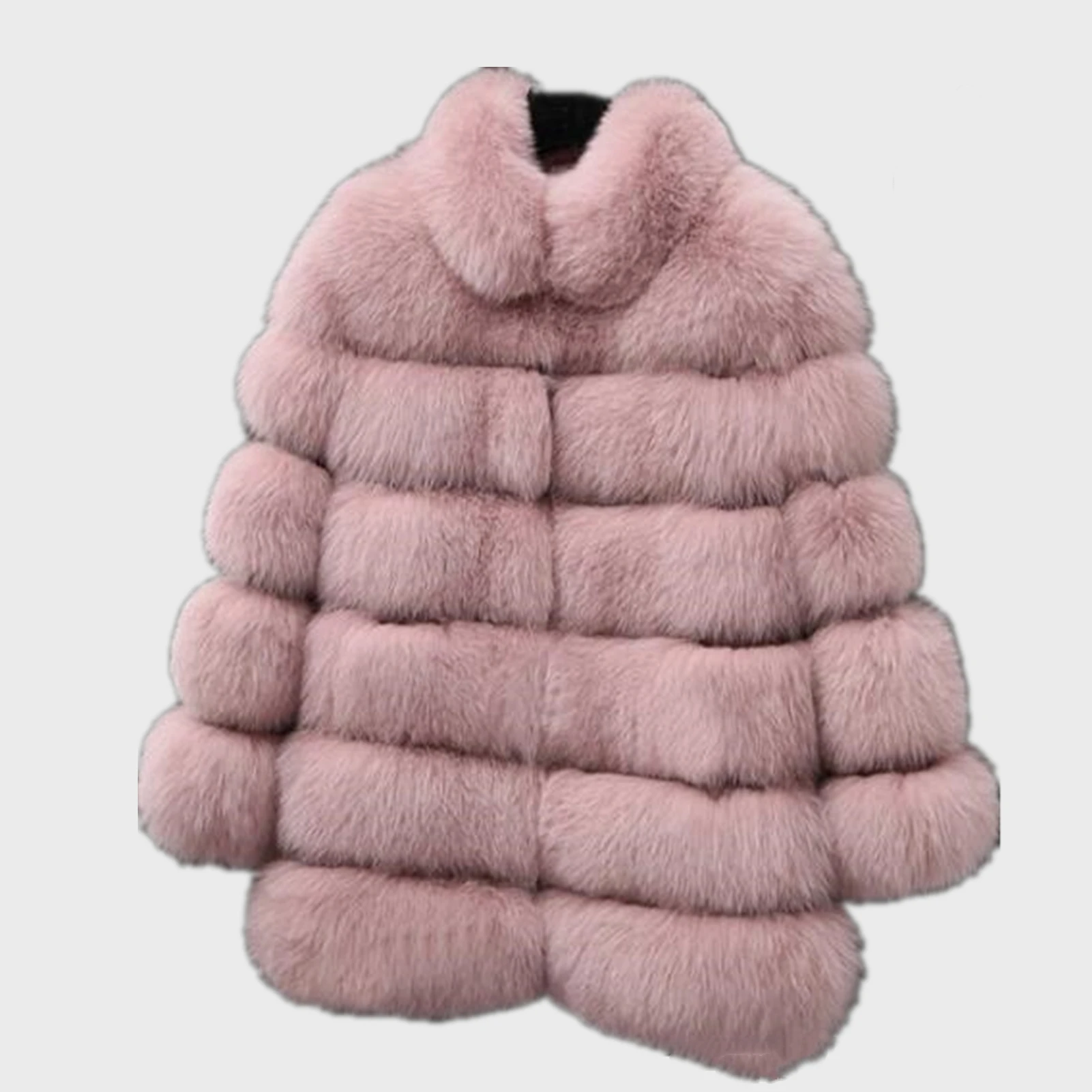 Women's Winter Long Sleeve Stand Collar Faux Fur Coats Jackets Overcoats Thick Warm Faux Fox Fur Outwear