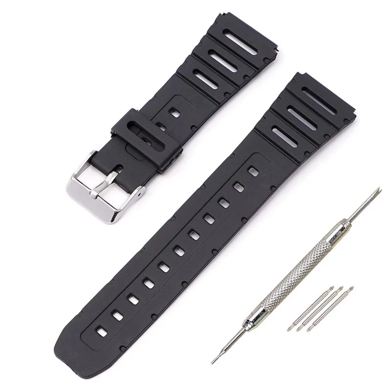 Watch Band for Casio Straps Watch Accessorise CA-53W CA-61W FT-100W W-520U W-720G TPU Soft Watchband 20mm Wristband Belt FT100W