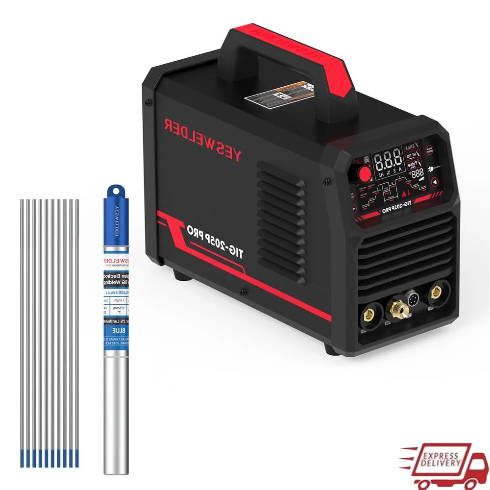 Portable TIG Welder 200A LED Display Stick/DC Pulsed Blue Lanthanated Electrode 10pk 3/32