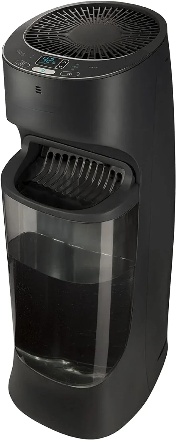 

Black Top Fill Tower Humidifier with Digital Humidistat - Cool and Quiet Humidifier for Bedroom or Office - Space Saving Design